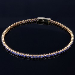 Edles Tennisarmband mit dunkelblauen Zirkonia aus hochwertigem 585 14K Gold in (ca. 18 cm Länge)