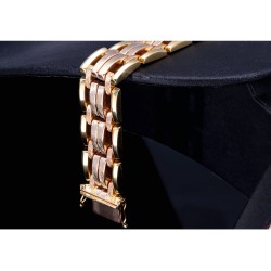 Luxuriöses und massives Armband in prunkvollem Design aus Bicolor Gold 14K / 585 Gelbgold und Roségold (ca. 20-21 cm Länge)