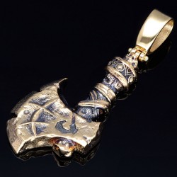 Wikinger-Axt-Anhänger mit filigranen Details und Verzierungen aus hochwertigem 585er 14K Gelbgold
