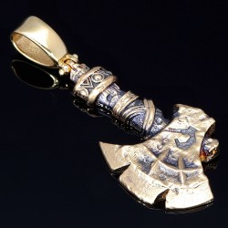 Wikinger-Axt-Anhänger mit filigranen Details und Verzierungen aus hochwertigem 585er 14K Gelbgold