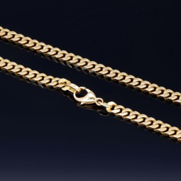 Kurze, exquisite Panzerkette aus massivem Gelbgold  (14K, 585 Gold) in ca. 5 mm, 45cm (ca. 33,2g)