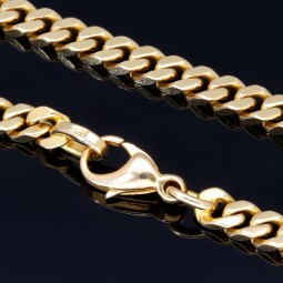 Kurze, exquisite Panzerkette aus massivem Gelbgold  (14K, 585 Gold) in ca. 5 mm, 45cm (ca. 33,2g)