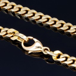 Kurze, exquisite Panzerkette aus massivem Gelbgold  (14K, 585 Gold) in ca. 5 mm, 45cm (ca. 33,2g)