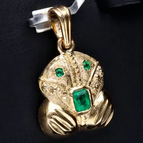 Außergewöhnlicher Precolombino Gold-Anhänger mit dem Motiv "Rana" aus der Tairona-Kultur aus hochwertigem 750 / 18K Gelbgold