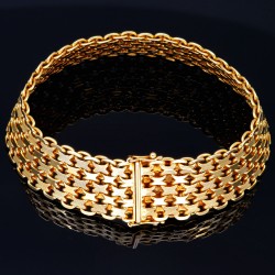 Luxuriöses Gold-Armband mit filigranem Muster aus edlem, massiven 14K / 585er Gelbgold (ca. 36g, 16mm Breite, 20-21 cm Länge)