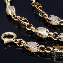 Ausgefallene Halskette aus edlem Bicolor Gold (14K/585) mit filigranem Greco-Design (ca. 65cm)