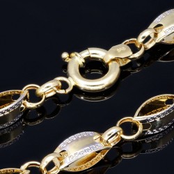 Ausgefallene Halskette aus edlem Bicolor Gold (14K/585) mit filigranem Greco-Design (ca. 65cm)