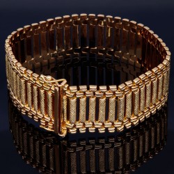 Armband aus massivem Gold mit feinem Muster, hochwertig produziert aus 18K / 750er Gelbgold (ca. 33g, 20mm Breite, 19-20 cm Länge)