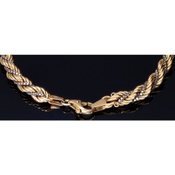 Damen-Armband mit Twist-Design aus 585 / 14k Bicolor Gold (Gelbgold und Weißgold) ca. 21cm lang