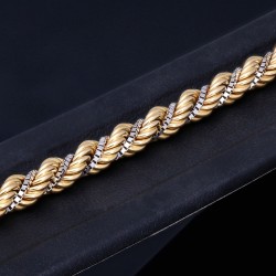 Damen-Armband mit Twist-Design aus 585 / 14k Bicolor Gold (Gelbgold und Weißgold) ca. 21cm lang