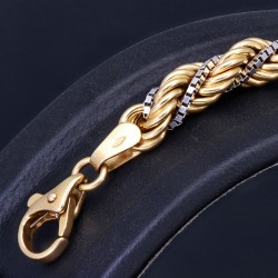 Damen-Armband mit Twist-Design aus 585 / 14k Bicolor Gold (Gelbgold und Weißgold) ca. 21cm lang