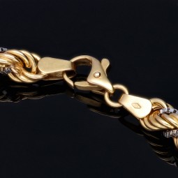 Damen-Armband mit Twist-Design aus 585 / 14k Bicolor Gold (Gelbgold und Weißgold) ca. 21cm lang