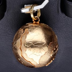 Weltkugel-Globus Anhänger aus wertvollem 14K / 585 Gold mit feiner Darstellung der Kontinente der Erde (ca. 5,4g)