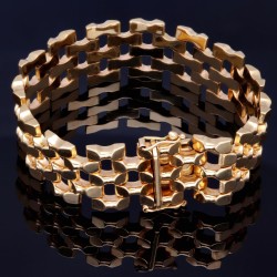 Massives Goldarmband aus wertvollem 585 / 14k Gold in stattlicher Breite von ca. 19,5 mm, ca. 20-21 cm Länge, (ca. 36,6g)