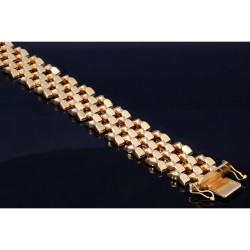Massives Goldarmband aus wertvollem 585 / 14k Gold in stattlicher Breite von ca. 19,5 mm, ca. 20-21 cm Länge, (ca. 36,6g)