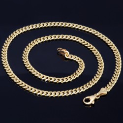 Kurze, massive Halskette aus edlem 14K, 585er Gelbgold für Damen und Kinder (in ca. 47 cm Länge und 4 mm Breite, ca. 22,3g)