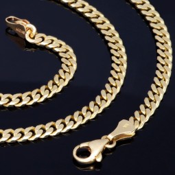 Kurze, massive Halskette aus edlem 14K, 585er Gelbgold für Damen und Kinder (in ca. 47 cm Länge und 4 mm Breite, ca. 22,3g)