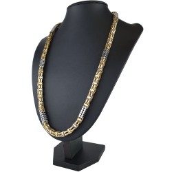 Exquisite Goldkette in modernem Design aus glänzendem Bicolor 585 / 14K Gold   (ca. 67cm)