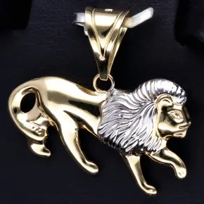 Edler Löwen-Anhänger aus hochwertigem 585er (14k) Gelbgold und Weißgold (Bicolor)