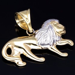 Edler Löwen-Anhänger aus hochwertigem 585er (14k) Gelbgold und Weißgold (Bicolor)