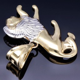 Edler Löwen-Anhänger aus hochwertigem 585er (14k) Gelbgold und Weißgold (Bicolor)