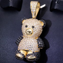 Panda-Bär - Anhänger aus hochwertigem 585 14K Gold besetzt mit vielen Zirkoniasteinen