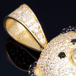Panda-Bär - Anhänger aus hochwertigem 585 14K Gold besetzt mit vielen Zirkoniasteinen