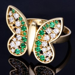 Wunderschöner Ring für Damen mit Motiv Butterflies mit Zirkoniasteinen besetzt in 585er 14K Gold (RG ca. 59-60)