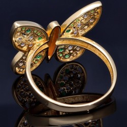 Wunderschöner Ring für Damen mit Motiv Butterflies mit Zirkoniasteinen besetzt in 585er 14K Gold (RG ca. 59-60)
