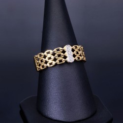 Sehr schöner glänzender Bicolor Damen-Ring aus 585er 14 Karat Gelb- und Weißgold mit Zirkonia besetzt (Ringgröße ca. 56-57)