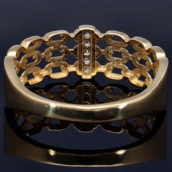 Sehr schöner glänzender Bicolor Damen-Ring aus 585er 14 Karat Gelb- und Weißgold mit Zirkonia besetzt (Ringgröße ca. 56-57)