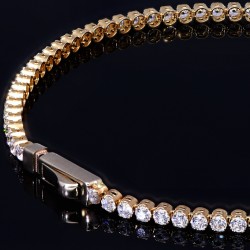 Glänzendes Tennisarmband mit weißen Zirkoniasteinen in 585 14K Gold in (ca. 17,5 cm Länge)