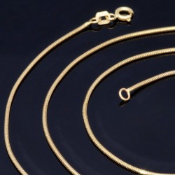 Glänzende Schlangenkette für Damen aus edlem 585er (14k) Gold in ca. 60cm, 1mm