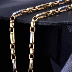 Exquisite und hochwertig produzierte Ankerkette aus glänzendem Bicolor 585 / 14K Gelb- und Weißgold für Herren und Damen (ca. 57 cm Länge)