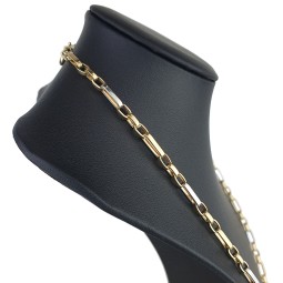 Exquisite und hochwertig produzierte Ankerkette aus glänzendem Bicolor 585 / 14K Gelb- und Weißgold für Herren und Damen (ca. 57 cm Länge)