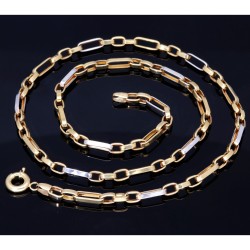Exquisite und hochwertig produzierte Ankerkette aus glänzendem Bicolor 585 / 14K Gelb- und Weißgold für Herren und Damen (ca. 57 cm Länge)