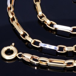 Exquisite und hochwertig produzierte Ankerkette aus glänzendem Bicolor 585 / 14K Gelb- und Weißgold für Herren und Damen (ca. 57 cm Länge)