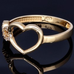 Infinity-Herz-Ring für Damen aus edlem 585 14K Gold mit Zirkoniasteinen besetzt in RG 57
