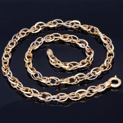 Modische Halskette (Collier) aus hochwertigem 14K 585 Weiß- und Gelbgold (Bicolor)  ca. 50cm