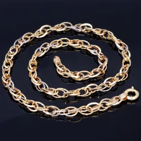 Modische Halskette (Collier) aus hochwertigem 14K 585 Weiß- und Gelbgold (Bicolor) ca. 50cm