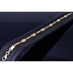 Mix aus Steigbügel- und Plattenarmband aus 585er (14k) Gelbgold, 20cm lang, 4mm breit (Plättchen-, Steigbügelarmband)