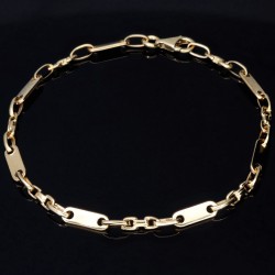 Mix aus Steigbügel- und Plattenarmband aus 585er (14k) Gelbgold, 20cm lang, 4mm breit (Plättchen-, Steigbügelarmband)
