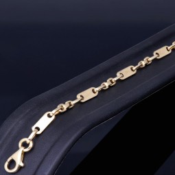 Mix aus Steigbügel- und Plattenarmband aus 585er (14k) Gelbgold, 20cm lang, 4mm breit (Plättchen-, Steigbügelarmband)