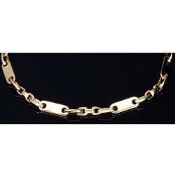 Mix aus Steigbügel- und Plattenarmband aus 585er (14k) Gelbgold, 20cm lang, 4mm breit (Plättchen-, Steigbügelarmband)