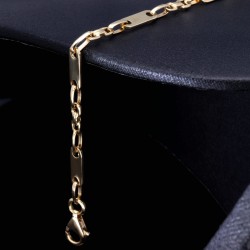 Steigbügel- und Plattenarmband aus edlem 585er (14k) Gelbgold, 23cm lang, 4mm breit (Plättchen-, Steigbügelarmband)