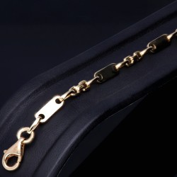 Steigbügel- und Plattenarmband aus edlem 585er (14k) Gelbgold, 23cm lang, 4mm breit (Plättchen-, Steigbügelarmband)