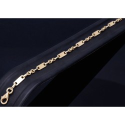 Steigbügel- und Plattenarmband aus edlem 585er (14k) Gelbgold, 23cm lang, 4mm breit (Plättchen-, Steigbügelarmband)