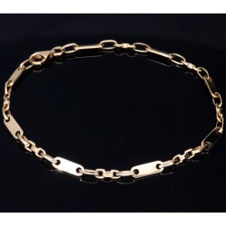 Steigbügel- und Plattenarmband aus edlem 585er (14k) Gelbgold, 23cm lang, 4mm breit (Plättchen-, Steigbügelarmband)