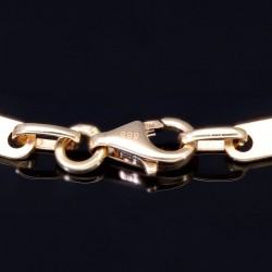 Steigbügel- und Plattenarmband aus edlem 585er (14k) Gelbgold, 23cm lang, 4mm breit (Plättchen-, Steigbügelarmband)