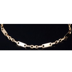 Steigbügel- und Plattenarmband aus edlem 585er (14k) Gelbgold, 23cm lang, 4mm breit (Plättchen-, Steigbügelarmband)